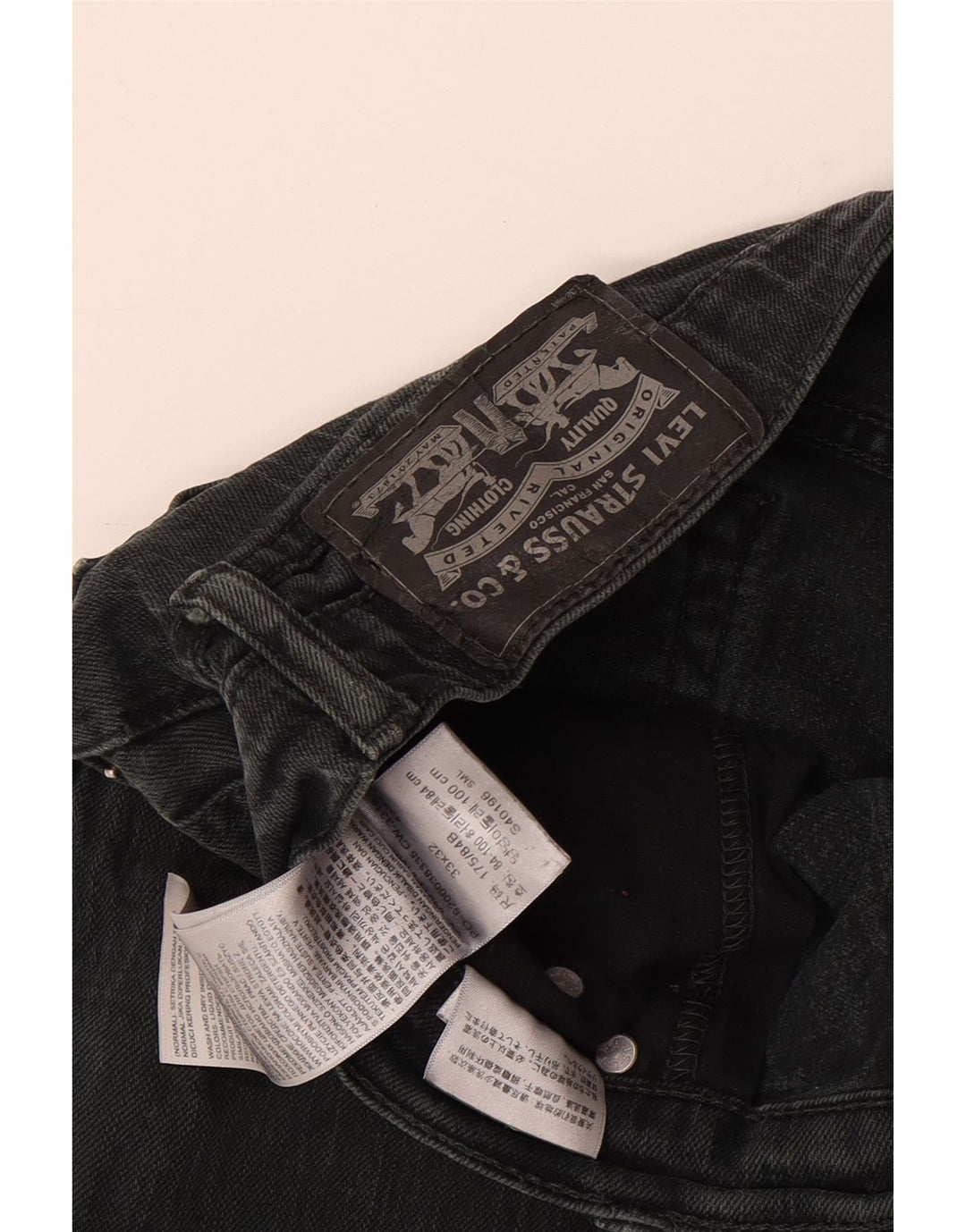 Мужские потертые прямые джинсы Levi's W33 L32, черный хлопок