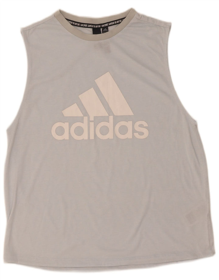 Женский жилет Adidas с графическим рисунком UK 12/14, средний синий полиэстер