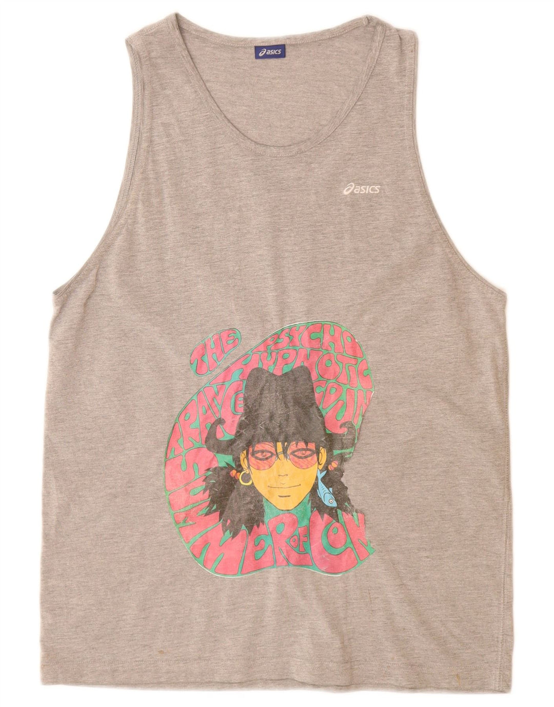 Майка с графическим рисунком ASICS для девочек 15–16 лет, XL, серый в крапинку