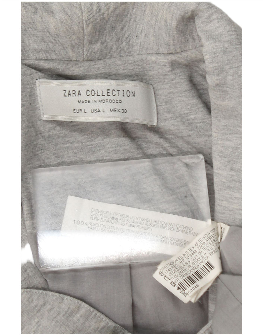 Женский пиджак на 1 пуговице Zara UK 14, большой серый хлопок