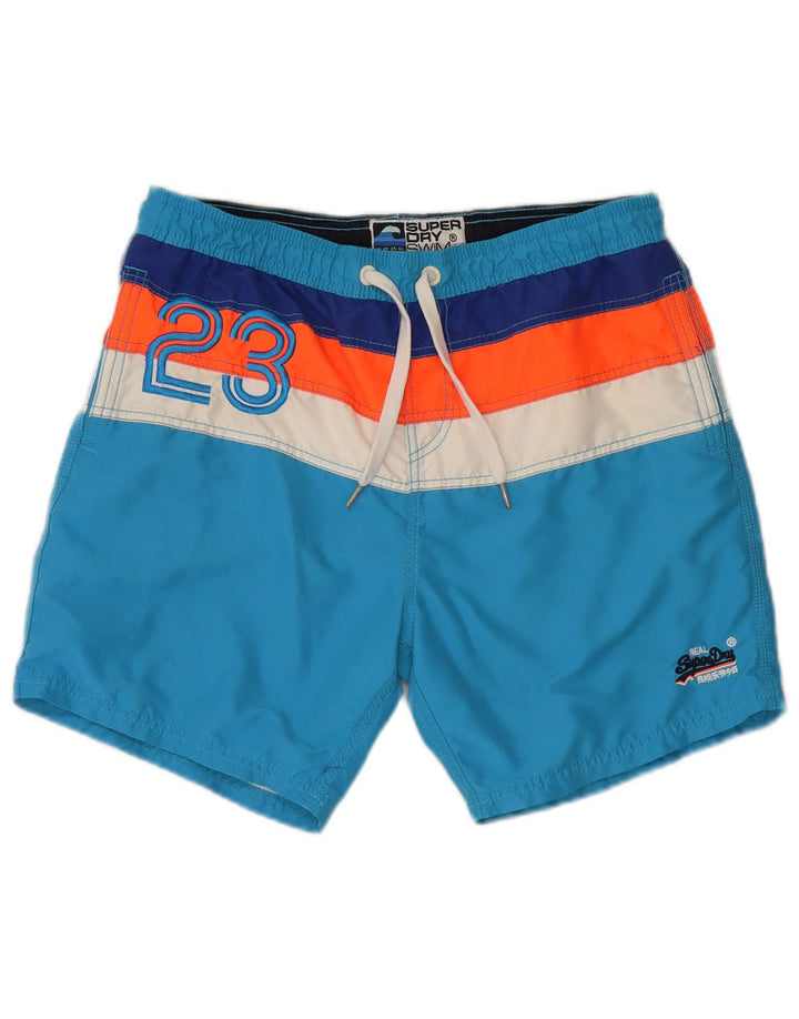 Мужские шорты для плавания Superdry Regular с рисунком, большие синие цветные блоки
