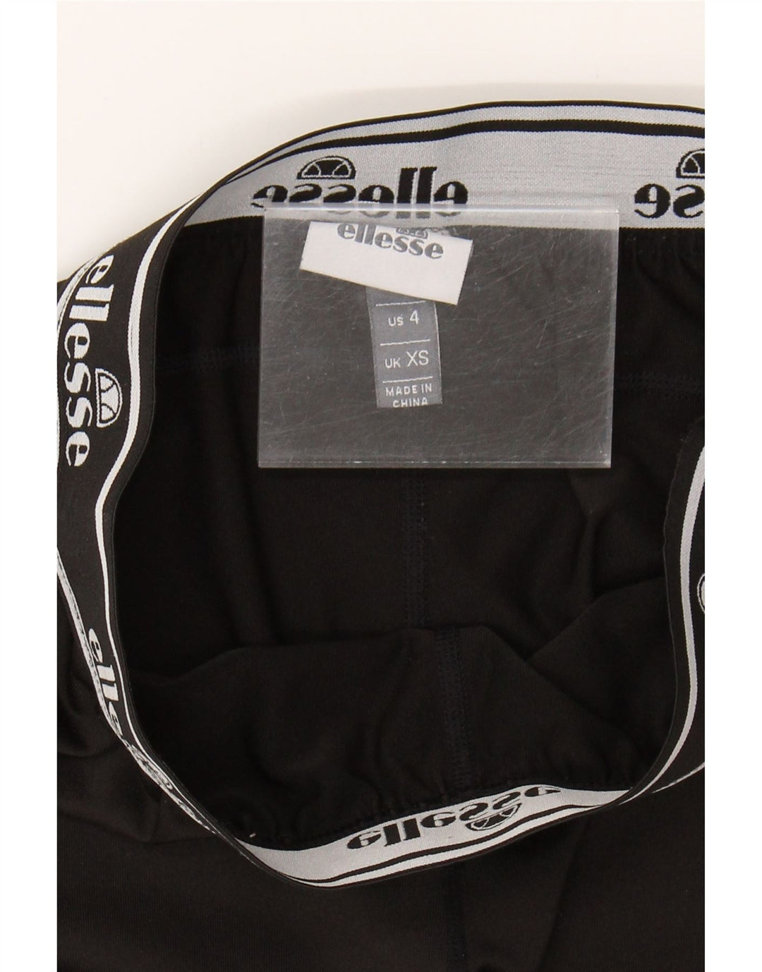 ELLESSE Womens Graphic Leggings UK 6 XS  Black Polyester