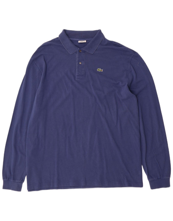 Мужская рубашка-поло Lacoste с длинным рукавом, размер 9, 4XL, темно-синяя, хлопок