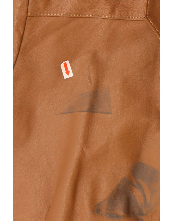 ВИНТАЖНЫЙ Мужской кожаный пиджак на 2 пуговицах IT 48 Средний Бежевый Кожаный