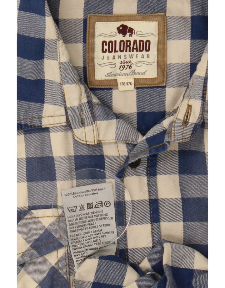 COLORADO Boys Flannel Shirt 15-16 Years Blue Check Cotton Vintage Colorado and Second-Hand Colorado from Messina Hembry 
