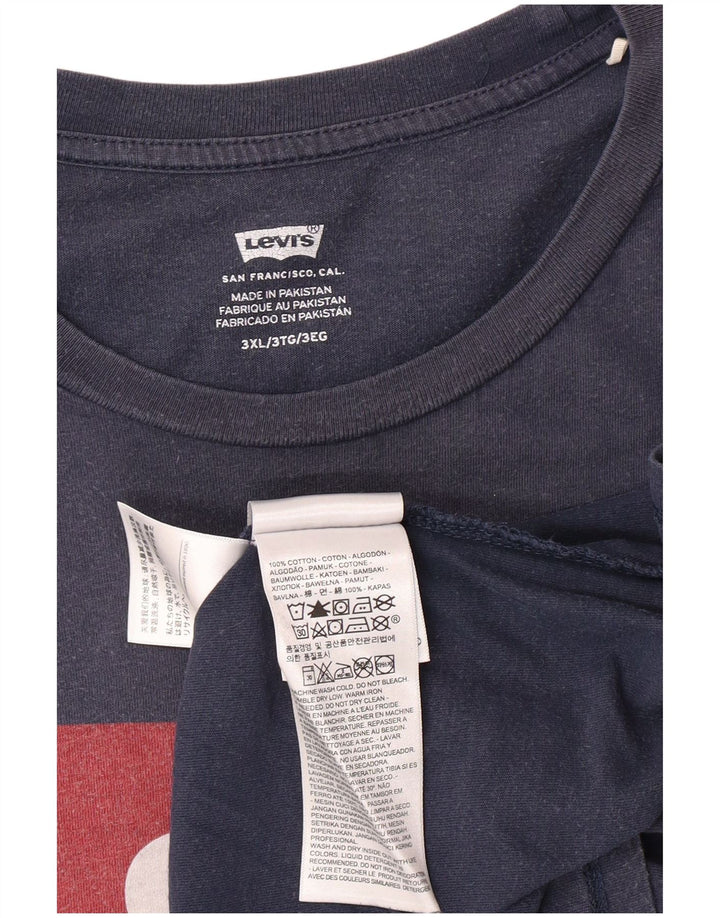 Мужская футболка с рисунком Levi's, топ 3XL, темно-синий, хлопок