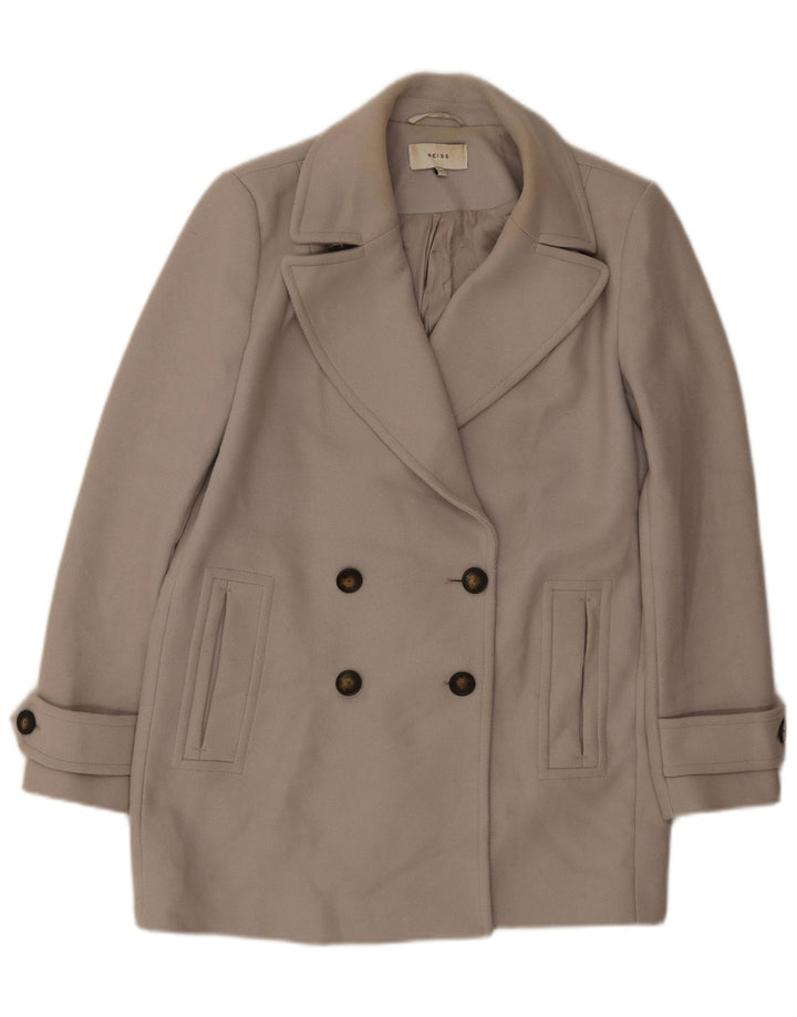 Reiss Женское короткое двубортное пальто UK 14 большое серое шерстяное