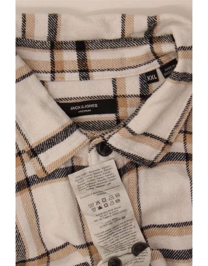 Мужская фланелевая рубашка Jack & Jones 2XL, хлопок в белую клетку