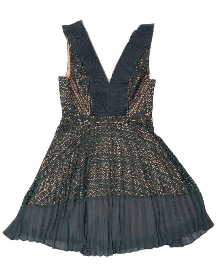 Женское платье А-силуэта без рукавов FRENCH CONNECTION UK 12, средний зеленый цвет