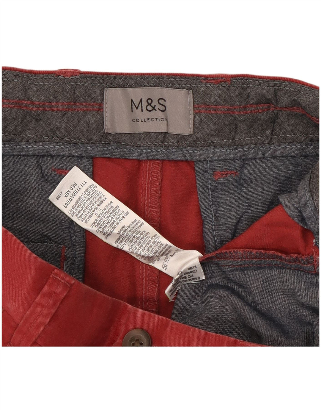 Мужские шорты чинос Marks & Spencer W30, средний бордовый хлопок, хлопок