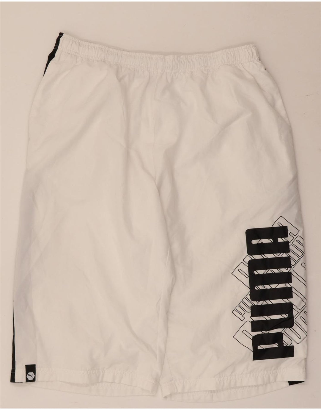 Мужские спортивные шорты Puma с графическим рисунком XL, белые полиэстер с цветными блоками
