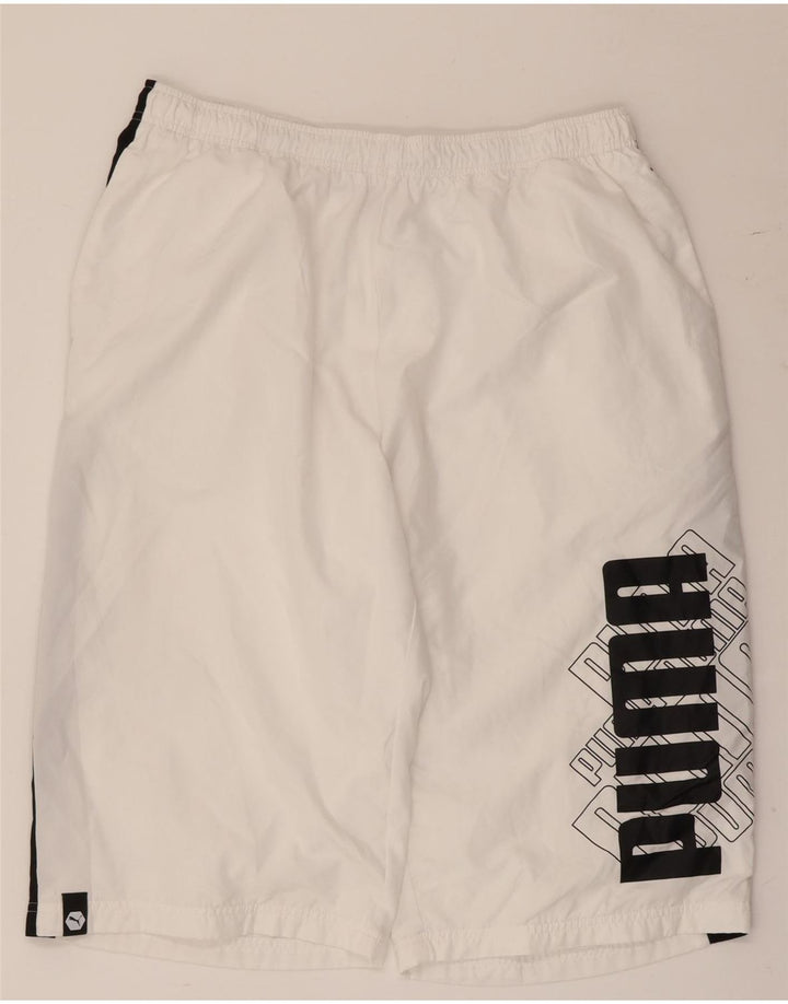 Мужские спортивные шорты Puma с графическим рисунком XL, белые полиэстер с цветными блоками