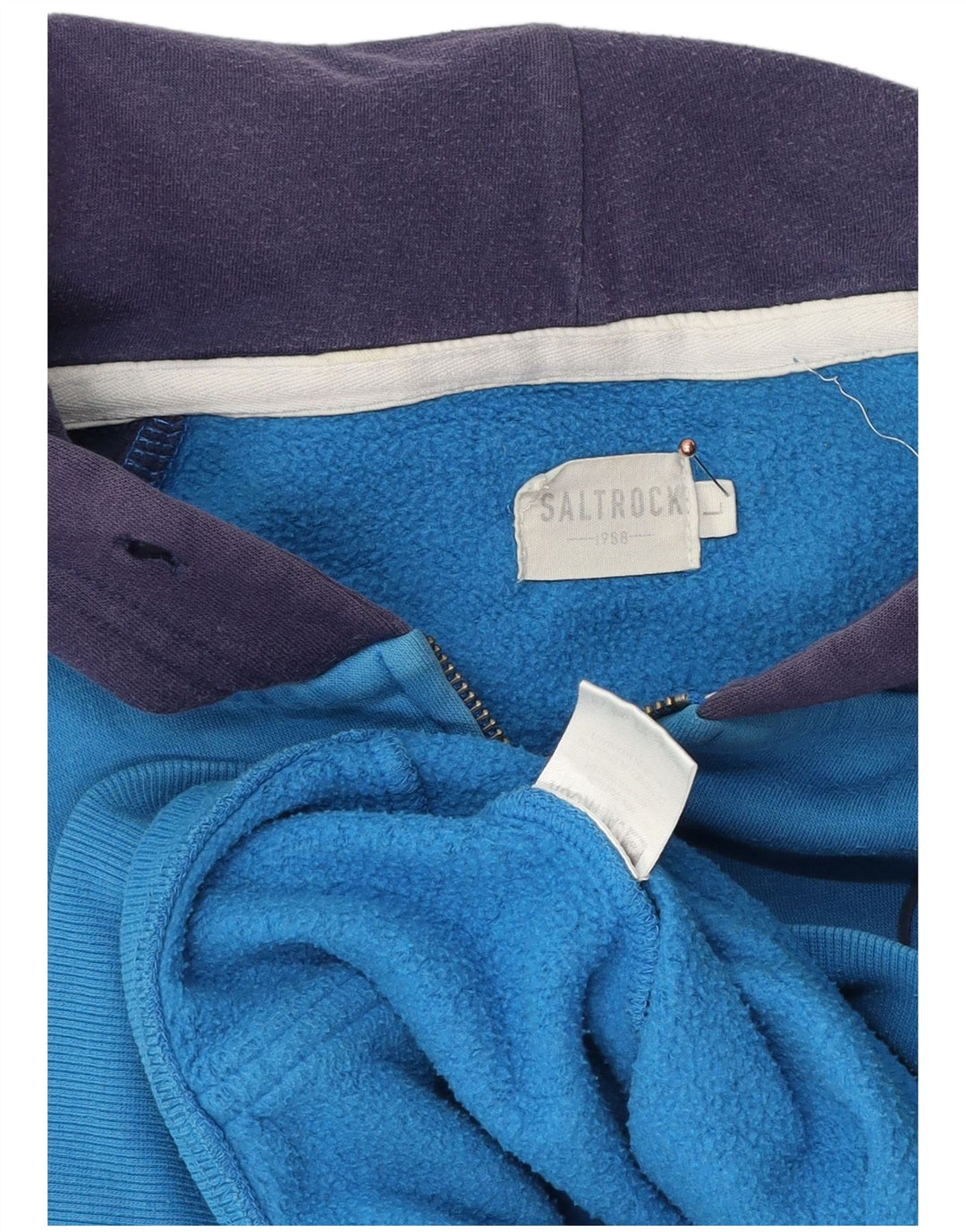Мужской свитер с капюшоном Saltrock на молнии, большой синий, хлопок с цветными блоками