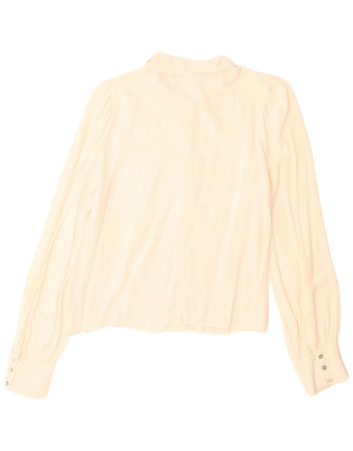 Женская рубашка Zara UK 14, средний белый цвет из натуральной шерсти