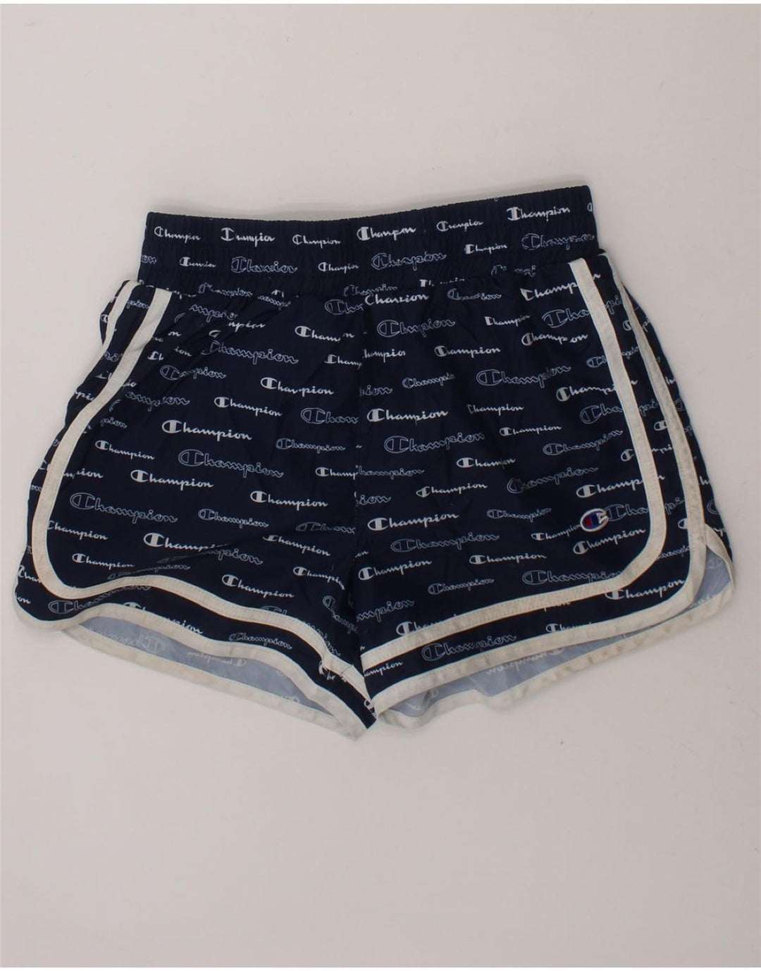 CHAMPION Girls Graphic Sport Shorts 9-10 Years Medium Navy Blue Polyester Vintage Champion and Second-Hand Champion from Messina Hembry 