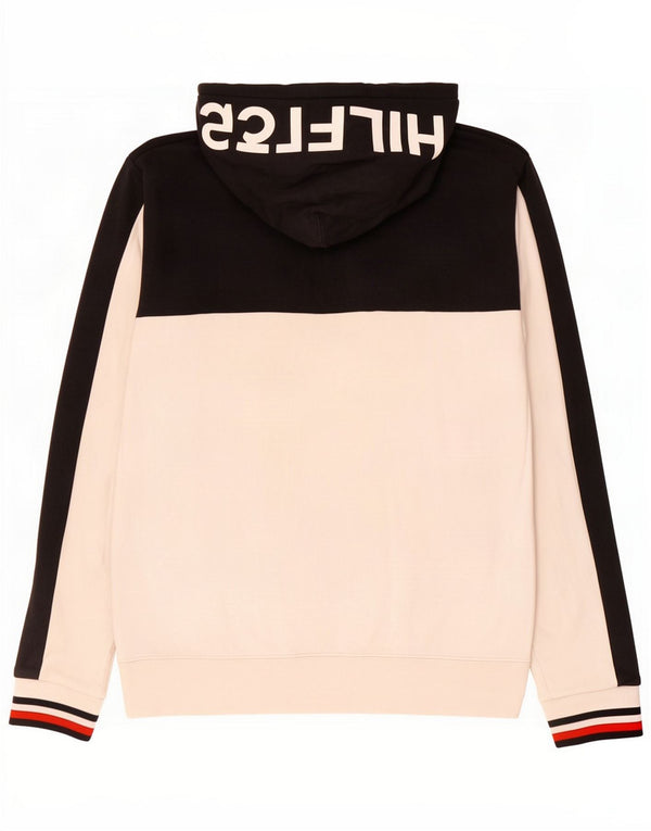 Мужской джемпер с капюшоном с рисунком Tommy Hilfiger, большой черный, хлопок с цветными блоками