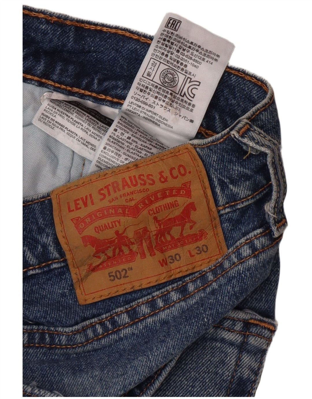 Мужские джинсовые шорты LEVI'S 502 W30, средний синий хлопок