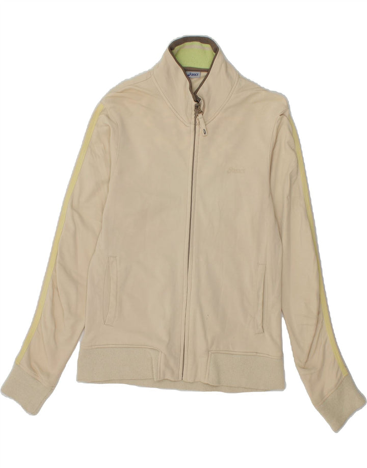 ASICS Womens Tracksuit Top Jacket UK 12 Medium Beige Cotton Vintage Asics and Second-Hand Asics from Messina Hembry 