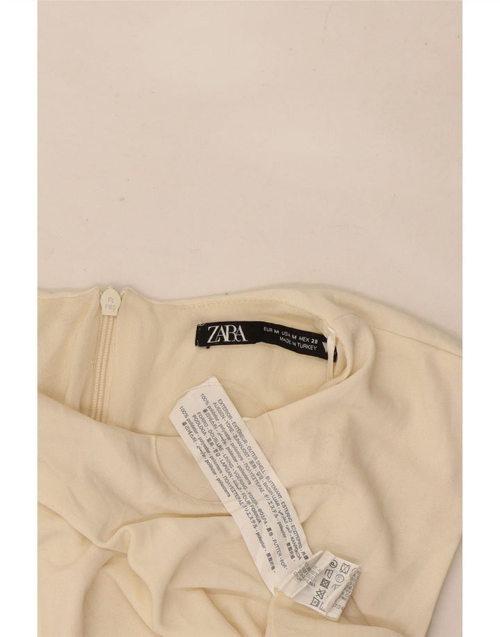 Женское платье-футляр без рукавов Zara UK 12, средний цвет, белый полиэстер