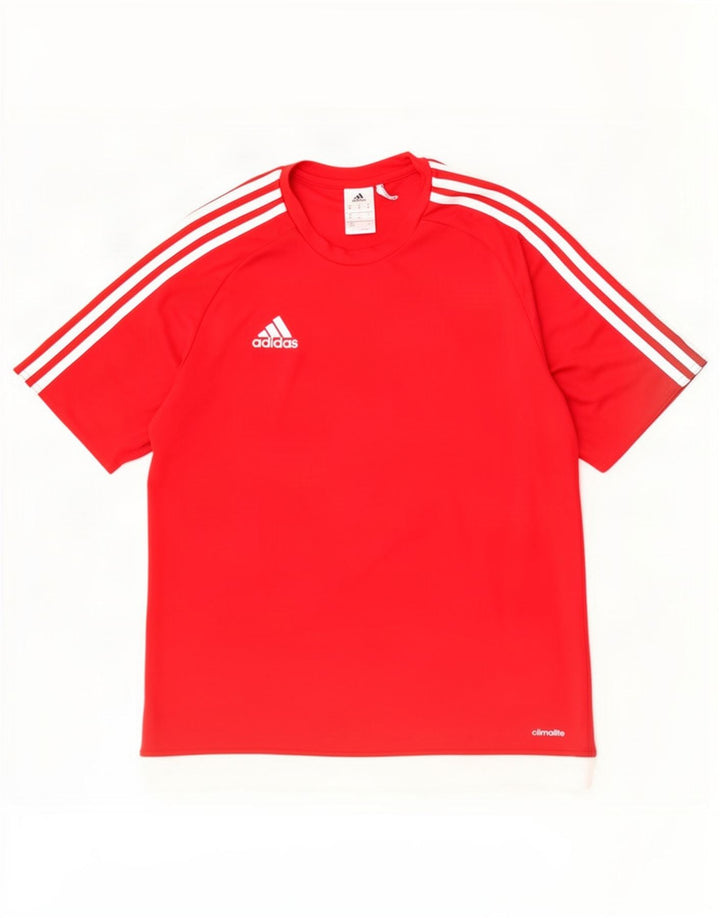 Adidas Мужская футболка Climalite Верх среднего красного цвета из полиэстера с цветными блоками