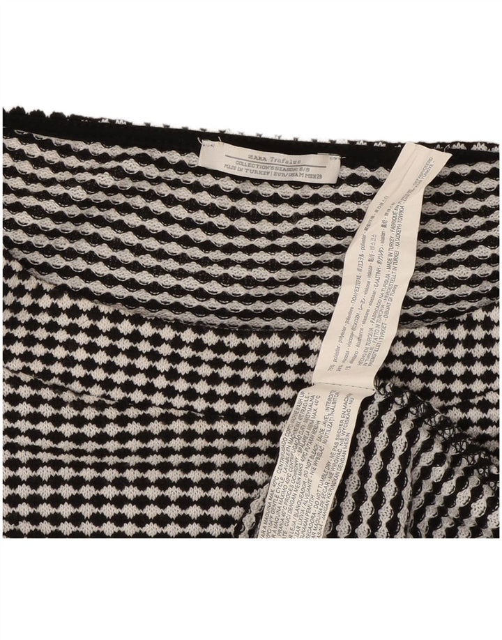 ZARA Womens Blouse Top UK 10 Small Black Striped Polyester