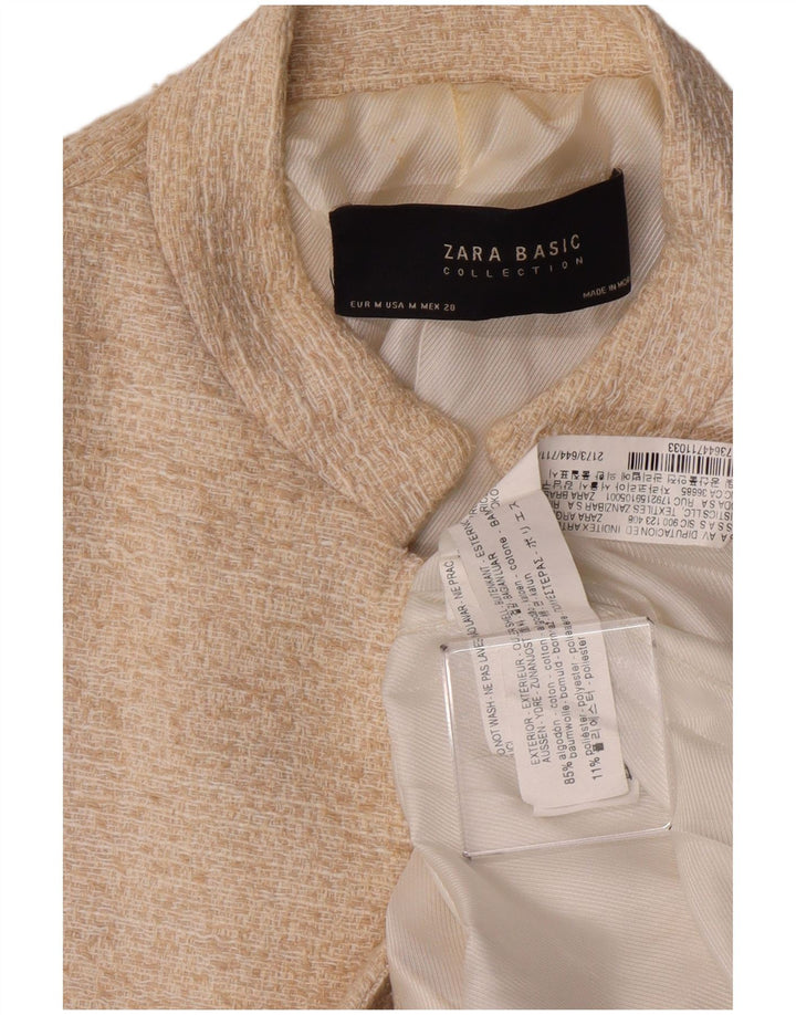Женский открытый пиджак ZARA UK 12, хлопковый средний цвет белого цвета