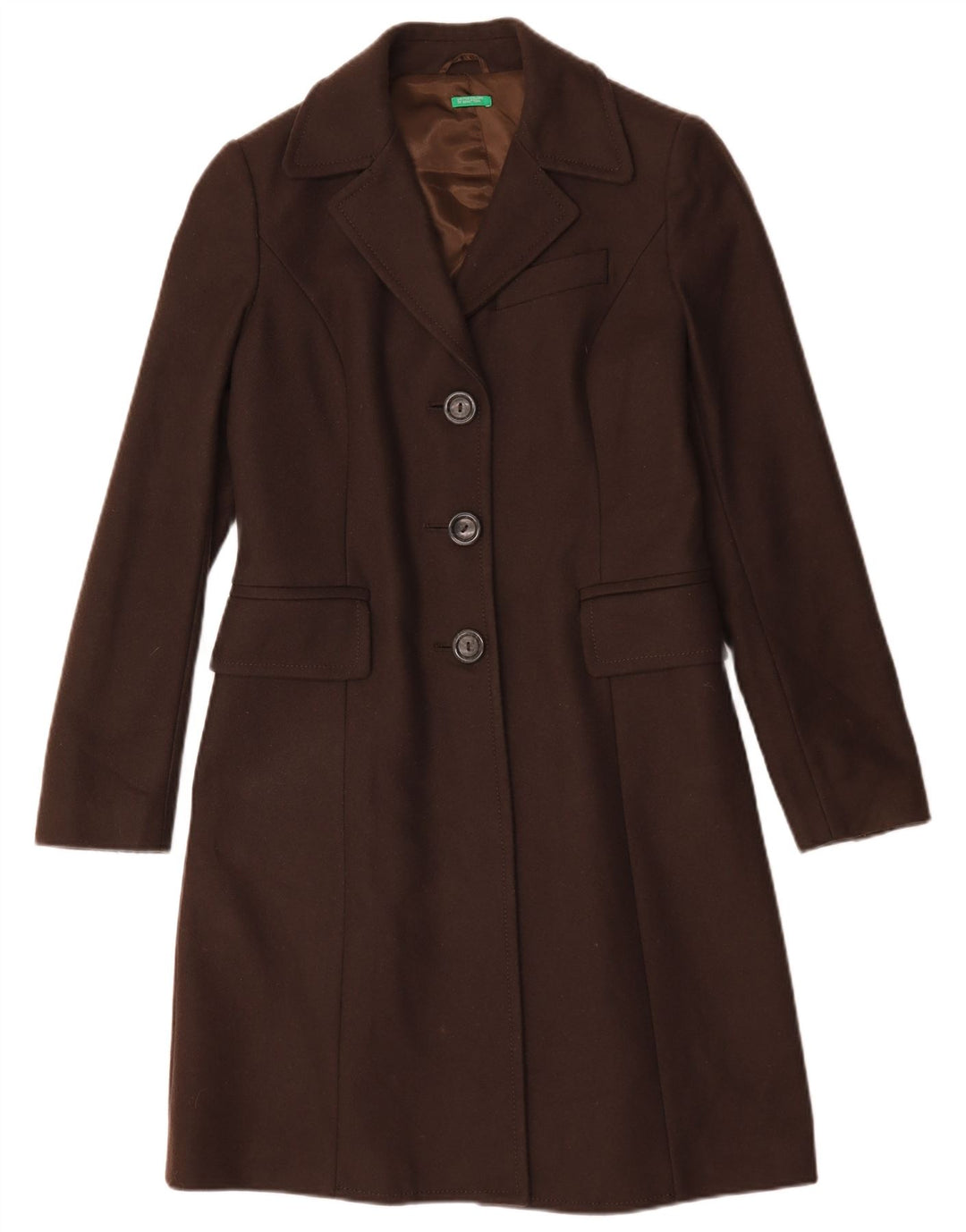Женское пальто Benetton IT 44 Medium Brown Wool