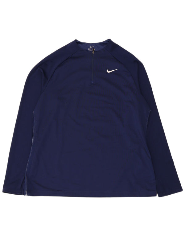 Мужской пуловер с воротником на молнии Nike Dri Fit XL, темно-синий полиэстер