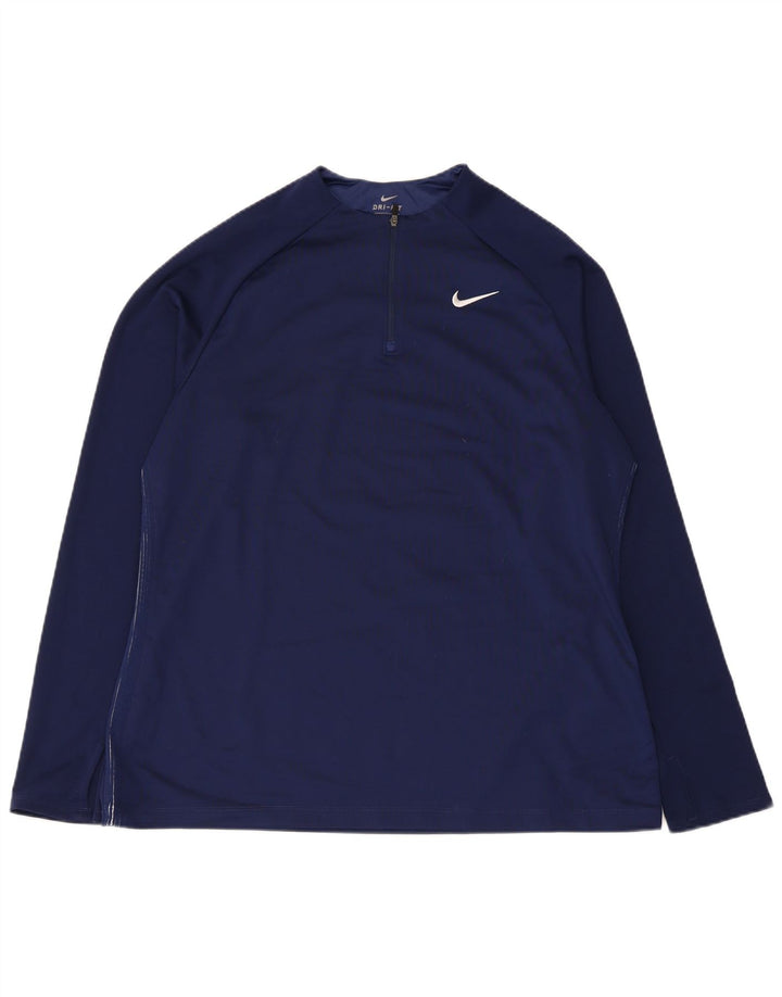 Мужской пуловер с воротником на молнии Nike Dri Fit XL, темно-синий полиэстер