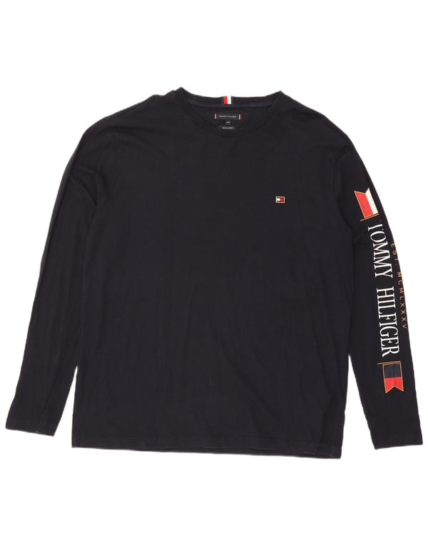 Мужской высокий топ с рисунком Tommy Hilfiger, длинный рукав, темно-синий, хлопок, 2XL
