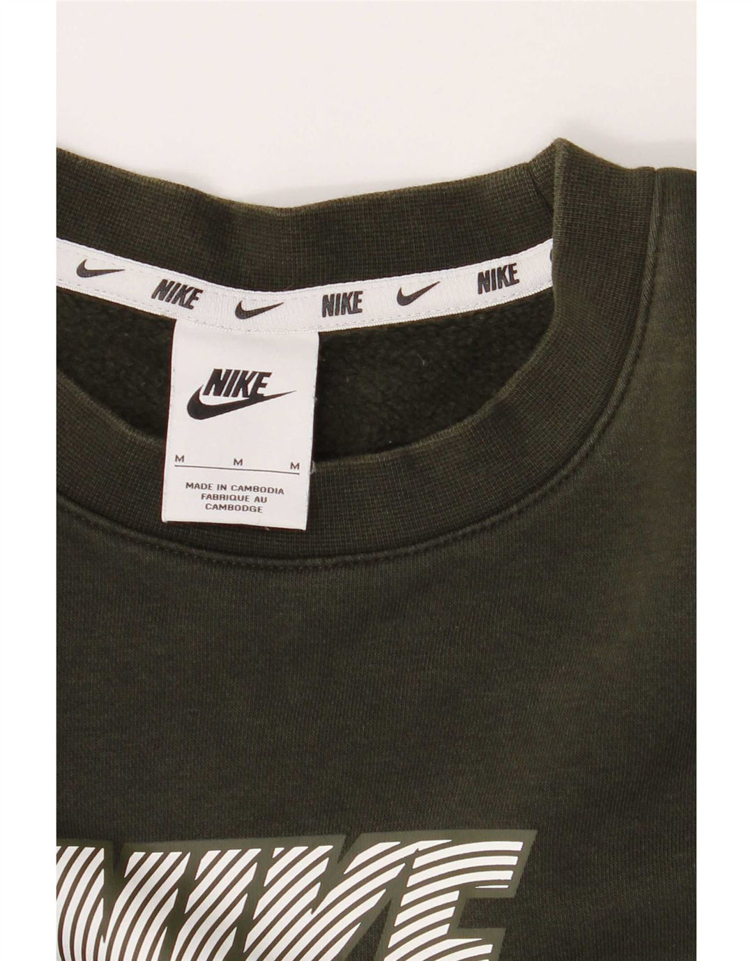 Мужской свитшот с графическим рисунком Nike, хлопковый джемпер среднего цвета хаки с цветными блоками