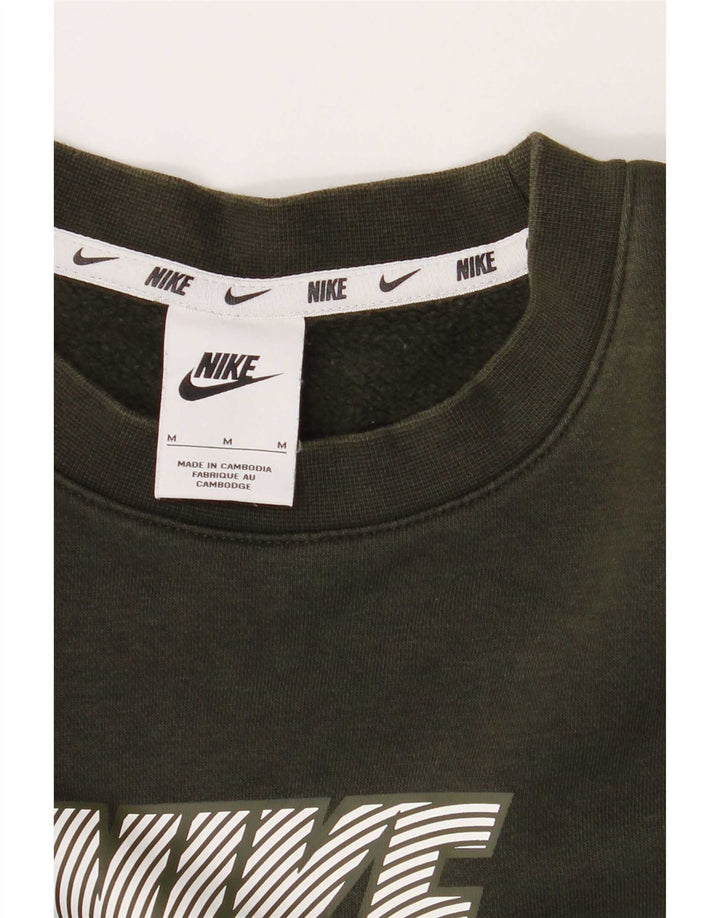 Мужской свитшот с графическим рисунком Nike, хлопковый джемпер среднего цвета хаки с цветными блоками