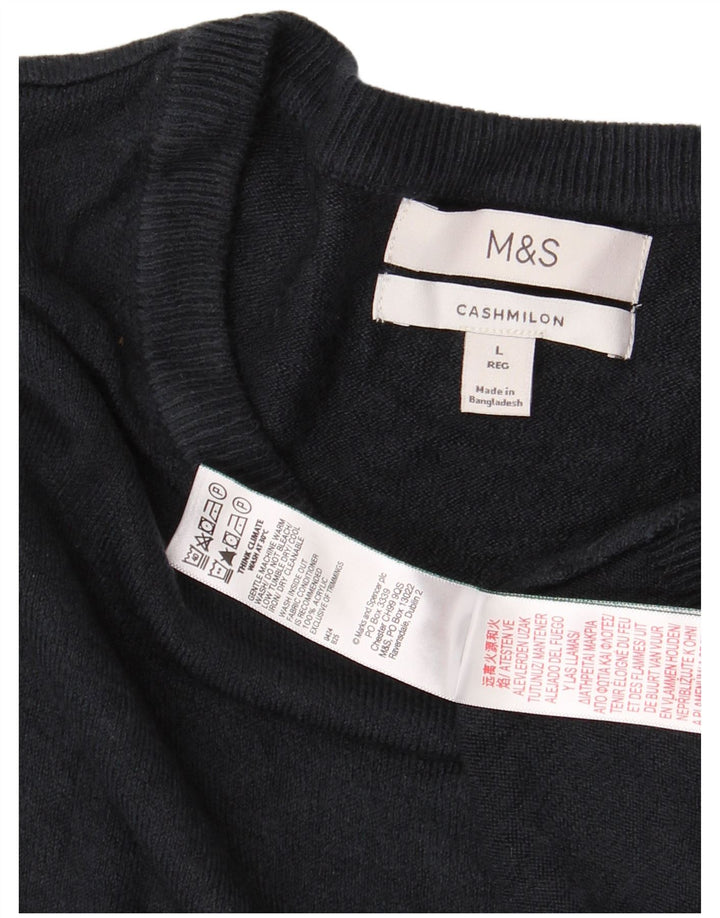 Мужской джемпер с круглым вырезом MARKS & SPENCER, большой темно-синий акрил