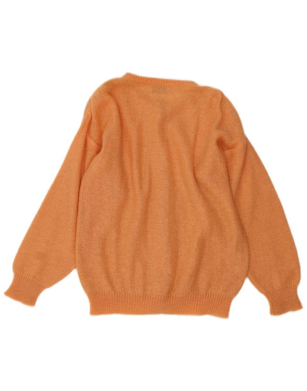 Винтажный женский кардиган-свитер UK 16, большой оранжевый мохер