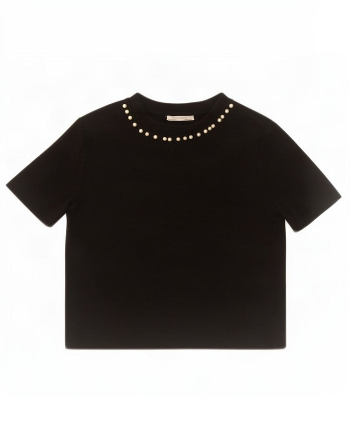 Женская укороченная блузка Zara UK 12, средний черный хлопок, черный