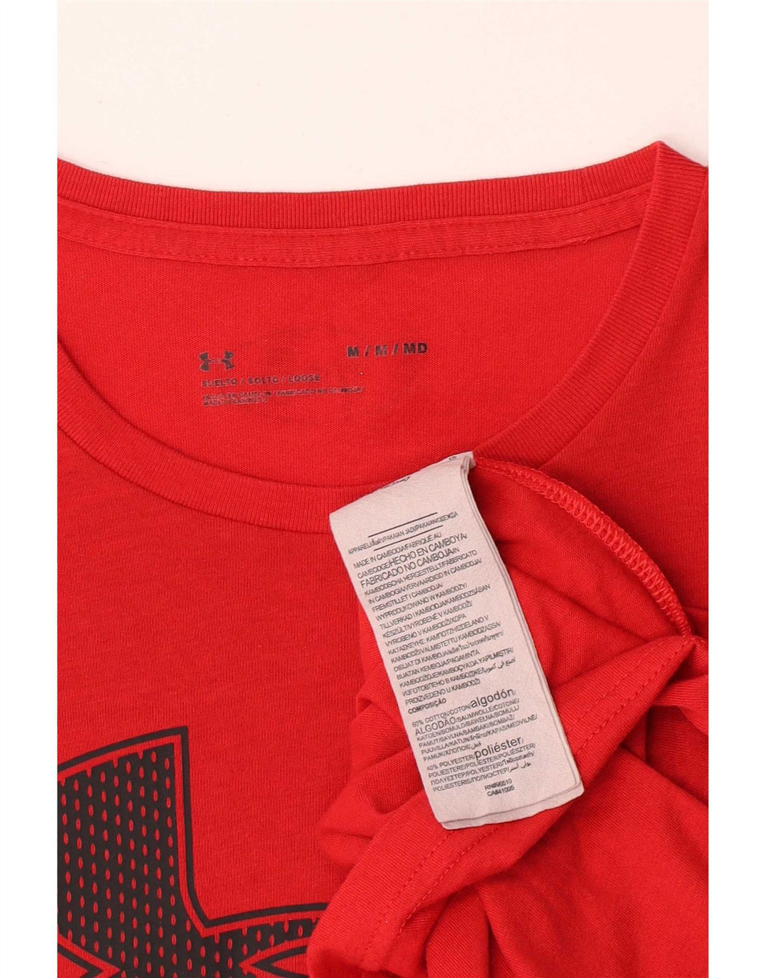 Мужская футболка с рисунком Under Armour, хлопковый топ среднего красного цвета