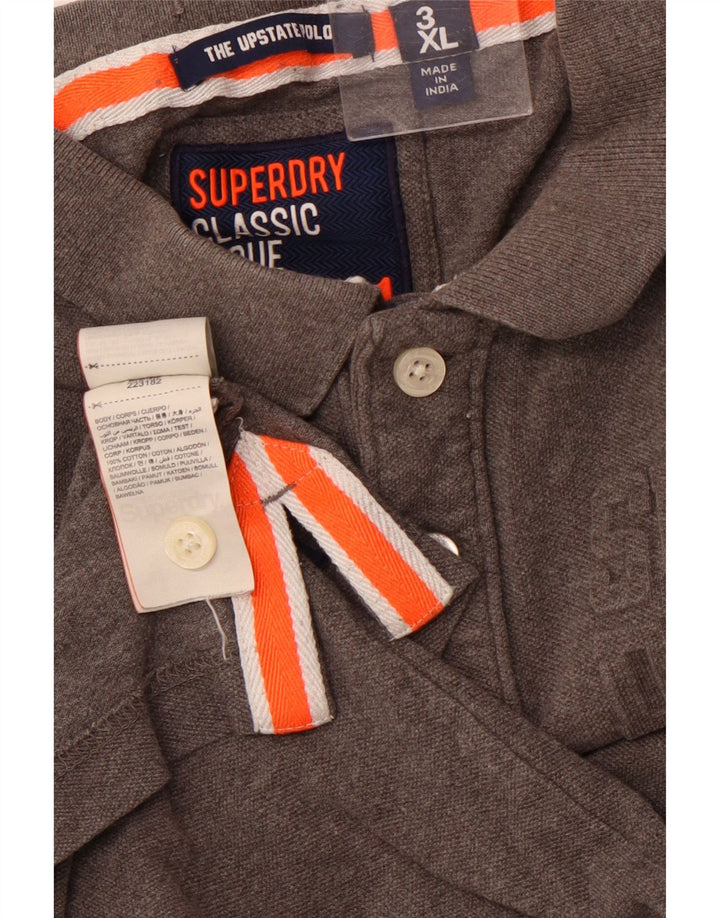 SUPERDRY Мужская рубашка-поло с рисунком 3XL, серый хлопок