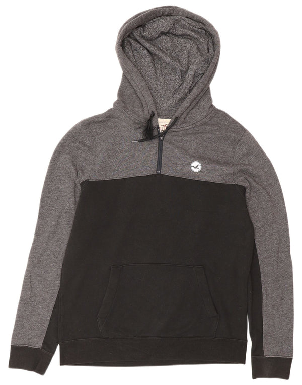 HOLLISTER Мужской джемпер с капюшоном среднего серого цвета, хлопок с цветными блоками