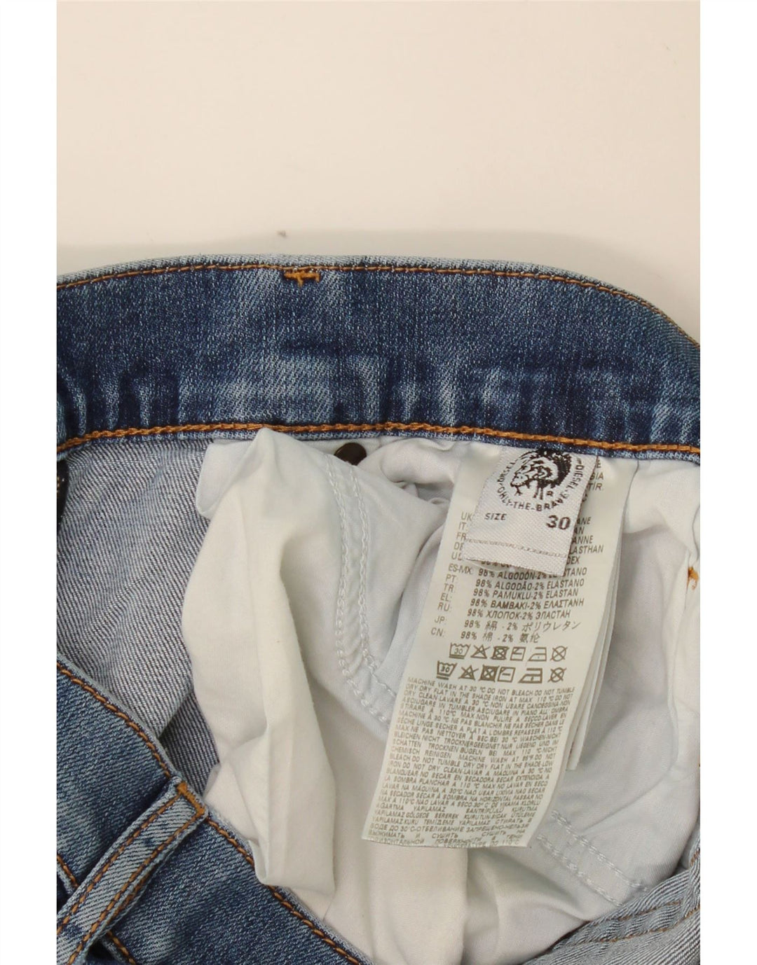 Женские прямые джинсы DIESEL W30 L27 синие, хлопок