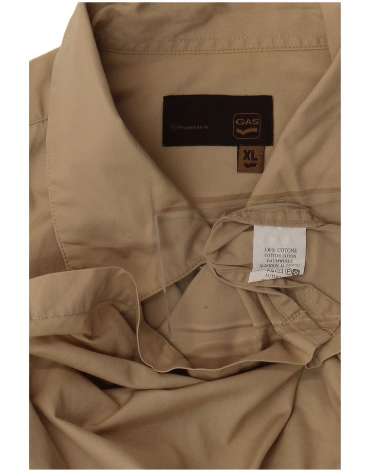 Мужская рубашка с коротким рукавом Gas XL, бежевый хлопок