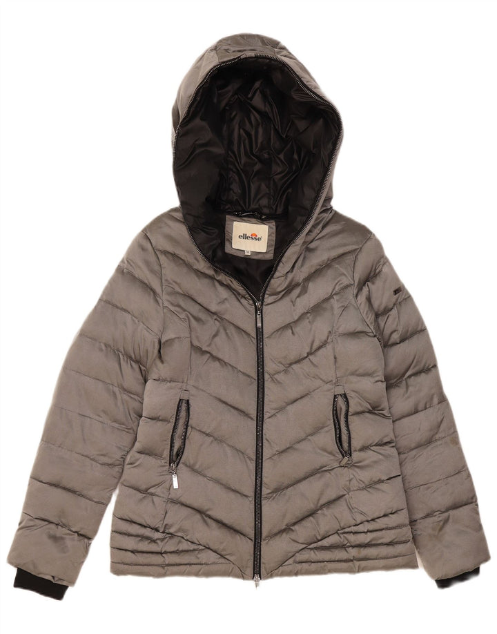 Женская стеганая куртка Ellesse с капюшоном UK 14 Medium Silver