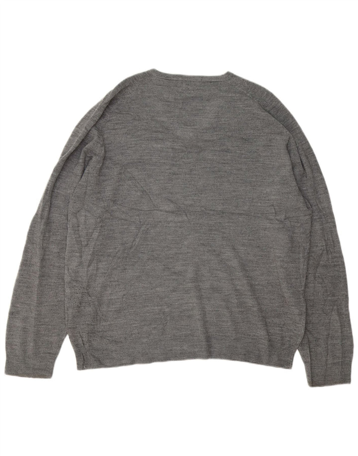 Мужской джемпер с v-образным вырезом Marks & Spencer Blue Harbour, XL, серый в крапинку
