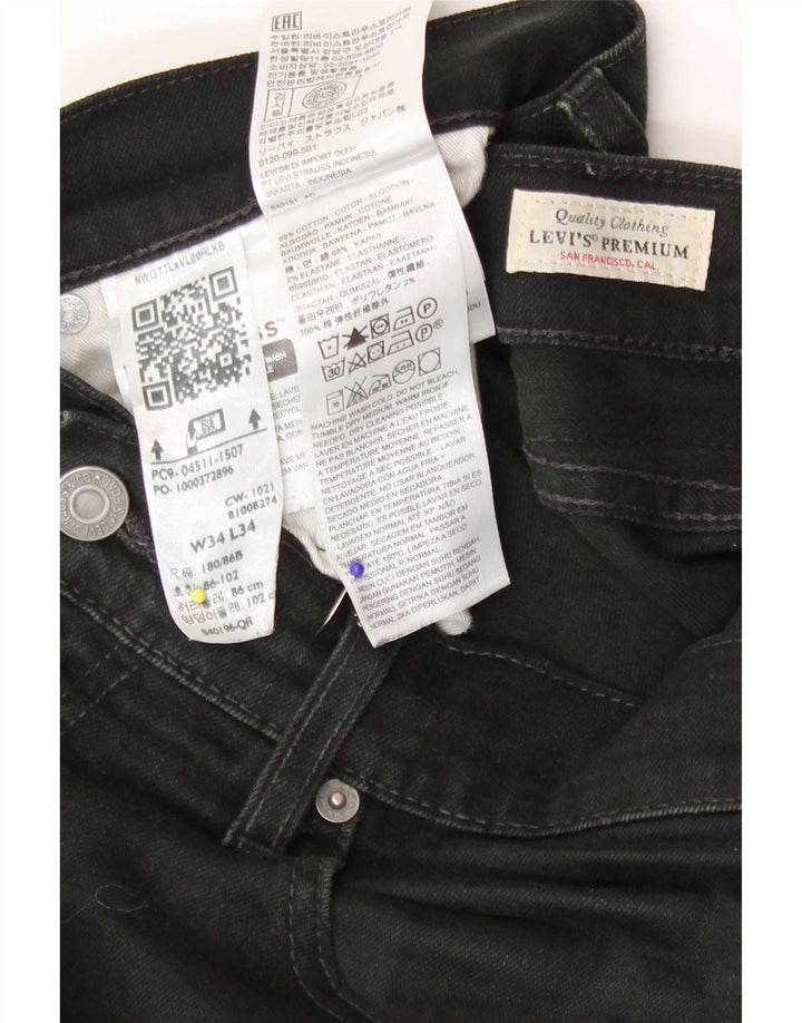 Мужские узкие джинсы Levi's W34 L34, черный хлопок