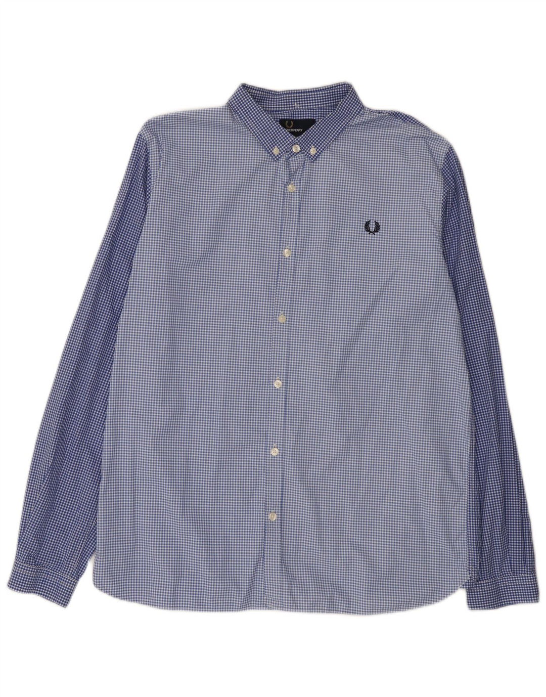 Мужская рубашка узкого кроя Fred Perry XL, синяя, хлопок в мелкую клетку