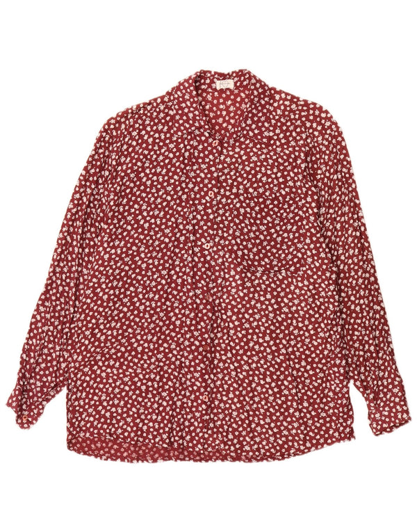 Винтажная женская рубашка UK 18 XL из вискозы красного цвета с цветочным принтом