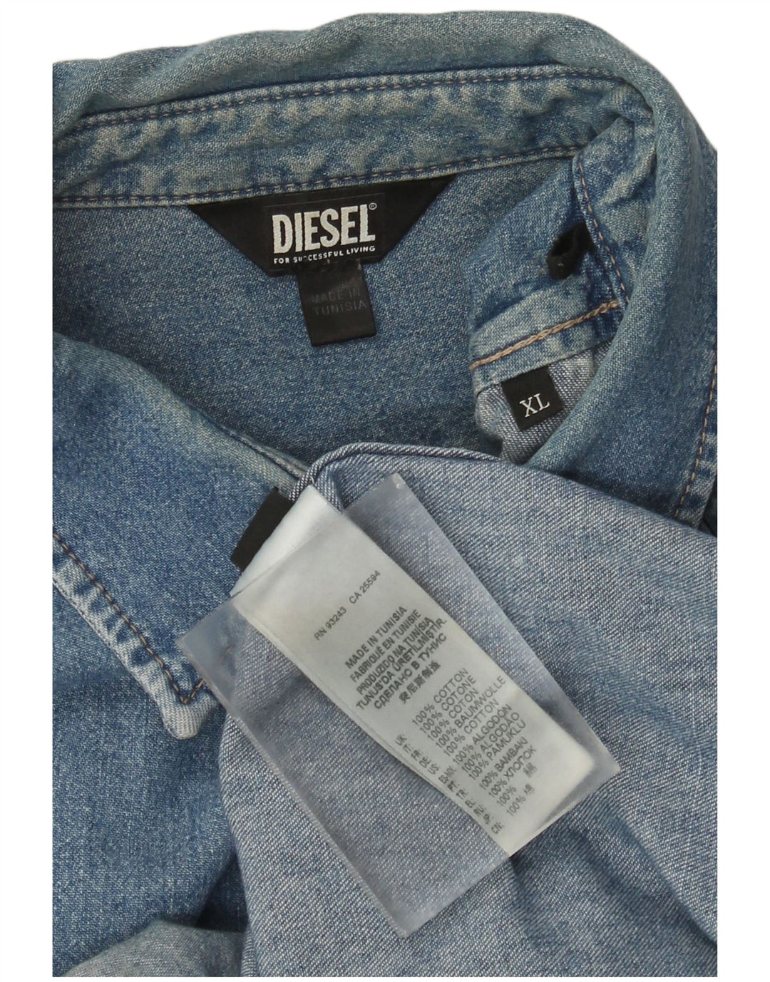 Мужская джинсовая рубашка Diesel XL, синяя, хлопок