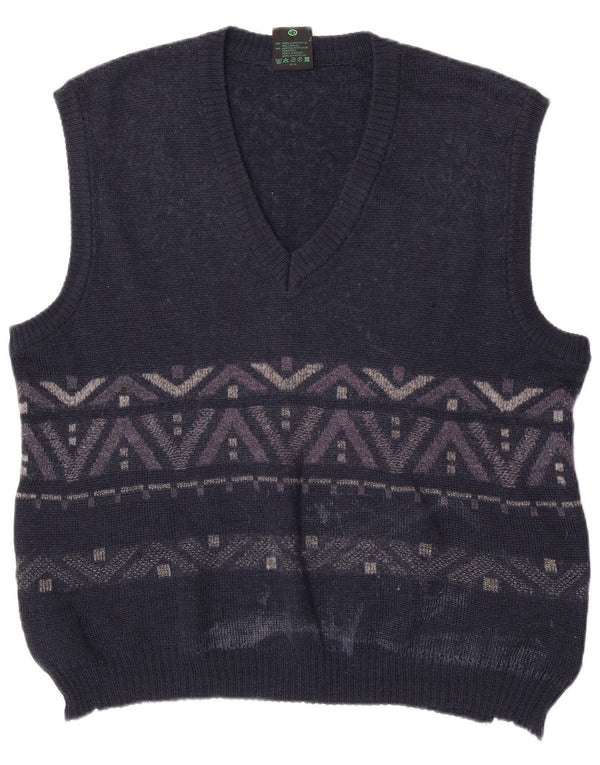 Мужская майка C&A Westbury Vest XL, темно-синяя, шерстяная с геометрическим рисунком