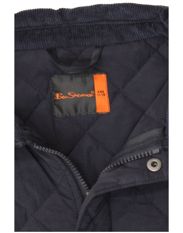 Ben Sherman Стеганая куртка для мальчиков 11-12 лет, темно-синяя, классическая, хлопковая