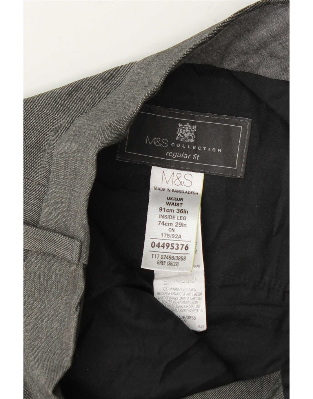 Мужские костюмные брюки классического кроя Marks & Spencer W36 L29, серый полиэстер