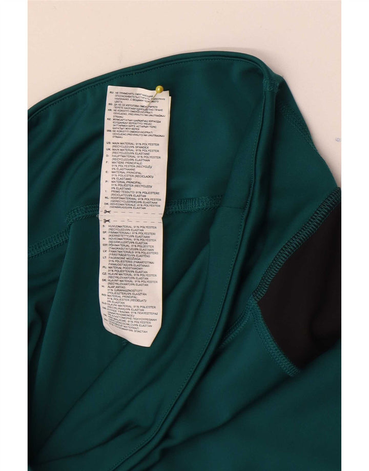 Женские леггинсы Reebok с рисунком, Великобритания, 8/10, маленькие, зеленые, полиэстер с цветными блоками